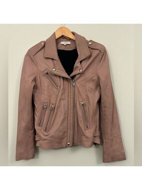 IRO Lamb Leather Jacket Pink Size 40